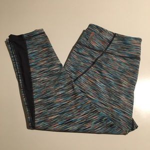 Zella Multi Colored Crop Leggings with Side Mesh